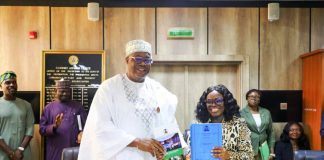 Handing-over ceremonies of outgoing Permanent Secretary overseeing the General Services Office, Mohammed Sanusi Danjuma, and his successor, Dr. Abubakar Ibrahim Kana, as well as the outgoing Permanent Secretary of the Cabinet Affairs Office, Dr. Emanso Okop Umobong, and the incoming Permanent Secretary, Dr. John Chidiebere Ezeamama in OSGF on Tuesday, 9 December 2025.