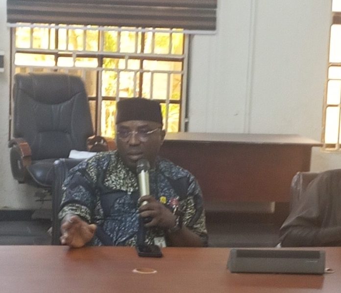 Federal Civil Service Commission (FCSC) Permanent Secretary, Dr Emeka Vitalis Obi, during his remarks at the interactive meeting with staff at FCSC AAPPSCOMMS Building