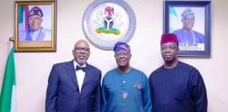 From Left - Right - DIG Taiwo Lakanu (DIG rtd) - Permanent Member of Board, Wale Edun, Honourable Minister of Finance and Coordinating Minister of the Economy, Chief Onyemuche Nnamani - Secretary, Police Service Commission.