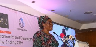 The Permanent Secretary, Federal Ministry of Social Development, Mrs. Esuabana Nko Asanye delivering a key note address on behalf of the Honours le Minister,(FMWASD) Hon. Imaan Suleiman -Ibrahim fsi, during a high-level National Dialogue on Ending Gender-Based Violence (GBV) in Abuja and Lagos.