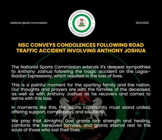 NSC DG, Hon. Bukola Olopade Pays Visit to Anthony Joshua, Sympathizes with Families of Victims After Fatal Road Accident