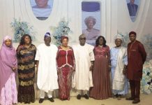 L-R: Incoming Permanent Secretary, Federal Ministry of Marine and Blue Economy (FMM&BE), Fatima Sugra Mahmood, (3rd left), Outgoing Permanent Secretary, FMM&BE, Olufemi Oloruntola, Head of the Civil Service of the Federation, Didi Esther Walson-Jack, OON, Outgoing Director, Maritime Safety and Security, Babatunde Bombata, Outgoing Director, Human Resource Management, Esifa Akon, and former Director, Maritime Safety Services, Dr. Mercy Ilori, Technical Aide & rep. of Honourable Minister , Dr. Charles Okaga.