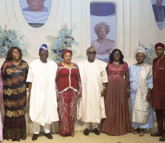 L-R: Incoming Permanent Secretary, Federal Ministry of Marine and Blue Economy (FMM&BE), Fatima Sugra Mahmood, (3rd left), Outgoing Permanent Secretary, FMM&BE, Olufemi Oloruntola, Head of the Civil Service of the Federation, Didi Esther Walson-Jack, OON, Outgoing Director, Maritime Safety and Security, Babatunde Bombata, Outgoing Director, Human Resource Management, Esifa Akon, and former Director, Maritime Safety Services, Dr. Mercy Ilori, Technical Aide & rep. of Honourable Minister , Dr. Charles Okaga.