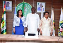 Petroleum Ministry Goes Digital with ECM System GO LIVE Launch (R - L) The Head of the Civil Service of the Federation, Mrs. Didi Esther Walson-Jack, Honourable Minister of State Petroleum Resources (Oil) Sen. Heineken Lokpobiri and the Permanent Secretary MPR. Mrs. Patience N. Oyekunle in a group photograph during at the ECM Go Live launch in Abuja.