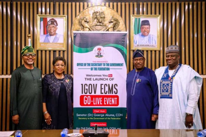Official launch of '1GOV ECMS, Go-Live Event' in the Office of the Secretary to the Government of the Federation by the Head of the Civil Service of the Federation, Mrs Didi Esther Walson-Jack, OON, on Tuesday, 23rd December, 2025 in Abuja.