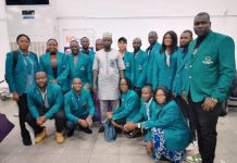 The Volunteers with one of the escorts, a Protocol officer at NTAC, Mr. Hamza, before departing Abuja this morning.