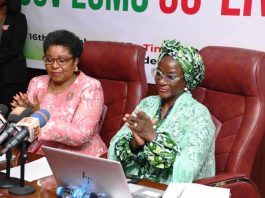R–L: The Honourable Minister, Federal Ministry of Youth Development, Comrade Ayodele Olawande, ably represented by the Permanent Secretary, Dr. Maryam Keshinro, and the Head of the Civil Service of the Federation, Mrs. Didi Esther Walson-Jack, during the official launch of the Enterprise Content Management System (ECMS) at the Federal Ministry of Youth Development, Abuja.