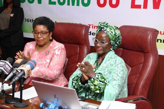 R–L: The Honourable Minister, Federal Ministry of Youth Development, Comrade Ayodele Olawande, ably represented by the Permanent Secretary, Dr. Maryam Keshinro, and the Head of the Civil Service of the Federation, Mrs. Didi Esther Walson-Jack, during the official launch of the Enterprise Content Management System (ECMS) at the Federal Ministry of Youth Development, Abuja.