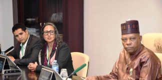 Founder and CEO of KIFAL Auto, Nizar Abdalloui Maane MITs Executive Director for the Kuo Sharper Centre for Prosperity and Entrepreneurship, Dina Sherif and Vice President Kashim Shettima during a courtesy visit by delegation from Kuo Sharper Center for Prosperity Entrepreneurship led by Dina Sherif at the Presidential Villa in Abuja on Wednesday (14012026).