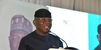 The Honourable Minister of Water Resources and Sanitation, Engr. Prof. Joseph Terlumun Utsev, FNSE, delivering his goodwill message at the investiture of Engr. Alimasuya Rabiu, FNSE, as the 35th President of the Nigerian Society of Engineers, held at the Banquet Hall, Presidential Villa, Abuja, on Saturday, 17 January 2026