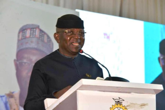 The Honourable Minister of Water Resources and Sanitation, Engr. Prof. Joseph Terlumun Utsev, FNSE, delivering his goodwill message at the investiture of Engr. Alimasuya Rabiu, FNSE, as the 35th President of the Nigerian Society of Engineers, held at the Banquet Hall, Presidential Villa, Abuja, on Saturday, 17 January 2026