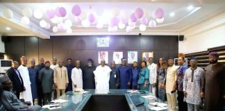 Middle: Dr. Iziaq Adekunle Salako On his Immediate Left: Alhaji Mahmuda Mamman, Permanent Secretary Federal Ministry of Power, representing the Honourable Minister of Power, and Surrounded by members of the newly Inaugurated Inter-Agency Technical Committee IATC