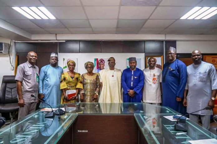 Middle: Dr. Iziaq Adekunle Salako Honourable Minister of State for Health & Social Welfare, On his Right: Dr. Abisola Adegoke mni, Director/Head Hospital Services Department FMoHSW; Chairman Work Hour Regulation & Locum Engagement Policy, On her Left: Dame Francisca Okafor Director Regulatory & Professional Schools Division ( Hospital Services Department) FMoHSW, and Surrounded by other members.