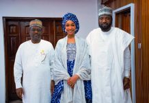 L–R: Dr. Mukhtar Yawale Muhammad, Permanent Secretary, Federal Ministry of Art, Culture, Tourism, and the Creative Economy; Zainab Mohammed, General Manager, Niger State Tourism Corporation; Barr. Hannatu Musa Musawa, Honourable Minister of Art, Culture, Tourism, and the Creative Economy; and Hon. Saidu Musa Abdullahi, Member, House of Representatives (Bida/Katcha/Gbako, Niger State), during a courtesy visit to the Honourable Minister’s office on 20 January 2025.