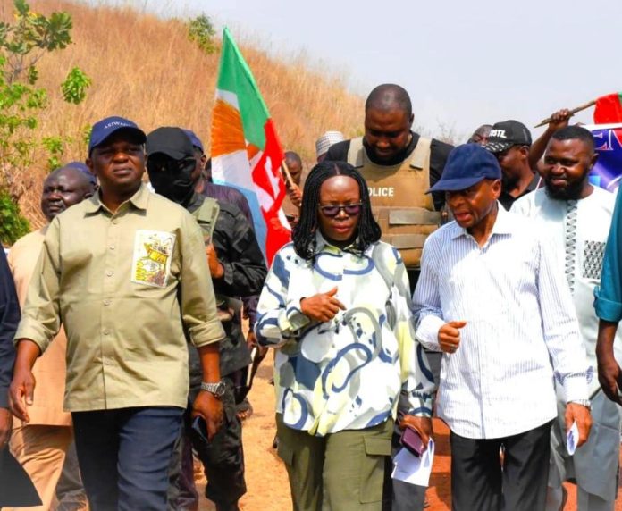 The Honourable Minister of Water Resources and Sanitation, Engr. Prof. Joseph Terlumun Utsev FNSE, accompanied by the Permanent Secretary Dr. Emanso Umobong and Technical Directors of the Ministry, today inspected the Otukpo Multi purpose Dam in Benue State