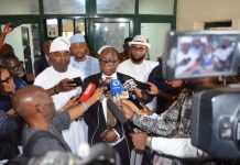 RMAFC Chairman, Dr. Mohammed Bello Shehu OFR addressing the press at the Flag Off of Plotting of Coordinates of Disputed and Newly Drilled Oil and Gas Wells at RMAFC Hq