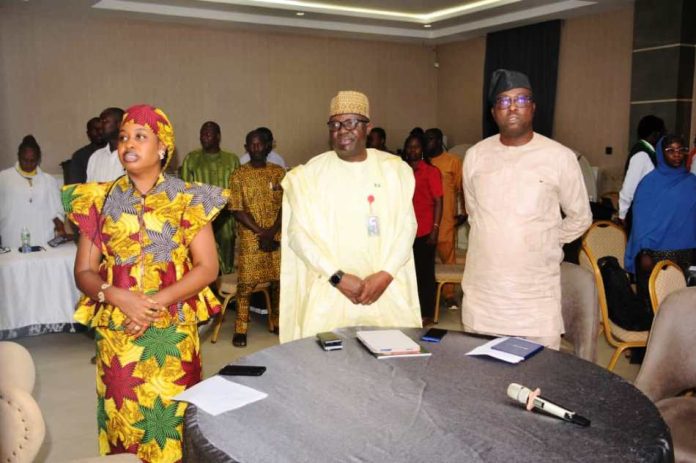Traditional Burning Practices To Modern Agriculture Techniques L -R. The Country Rep. Self Help Africa, Mrs Joy Aderele, Permanent Secretary,FMAFS, Dr Marcus Olaniyi Ogunbiyi and Director, Agricultural Land and Climate Change Management Services Department, Mr Oshadiya Olanipekun during the close out workshop in Abuja.