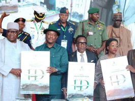 (First Roll, 2ND From Left) Hon. Minister of Aviation and Aerospace Development, Festus Keyamo SAN and Permanent Secretary of the Ministry during official unveiling of the 2026 Seasonal Climate Prediction.