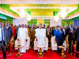 (L-R) Minister of Petroleum Resources, Dr Heineken Lokpobiri, Gambian President, His Excellency Adama Barrow, Vice-President Kashim Shettima, Minister of Hydrocarbons and Mining Development of Equatorial Guinea,Mr Domingo Mba Esono, Chairman, Senate Committee on Petroleum Resources (Upstream) Senator Eteng Williams and Minister of Petroleum,Mines and Energy of Cote d’Ivoire, Mr Mamadou Coulibaly during the 9th Edition of the Nigeria International Energy Summit (NIES2026) which held at the State House Conference Centre, Abuja on Tuesday, 03-02-2026