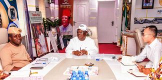 From (L-R):The Permanent Secretary of the Ministry, Mr. Rafiu Adeladan, the Minister of Works, Senator Engineer David Umahi, CON, and the Acting Executive Director of Operations at China Harbour Operation and Maintenance Company (CHOMC), Mr. Stephen Lee, participated in the meeting to discuss ongoing infrastructural projects and operational collaborations.