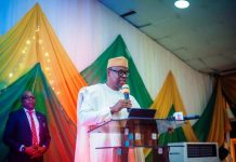 The Honourable Minister of State for Health & Social Welfare Dr. Iziaq Adekunle Salako, addressing participants at the ceremony, officially flagging off the Free Cancer Screening programme during weekend at the Federal Medical Centre (FMC), Abeokuta, Ogun State.