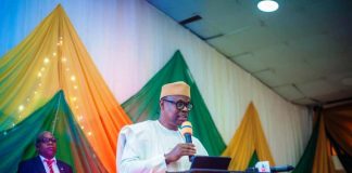The Honourable Minister of State for Health & Social Welfare Dr. Iziaq Adekunle Salako, addressing participants at the ceremony, officially flagging off the Free Cancer Screening programme during weekend at the Federal Medical Centre (FMC), Abeokuta, Ogun State.