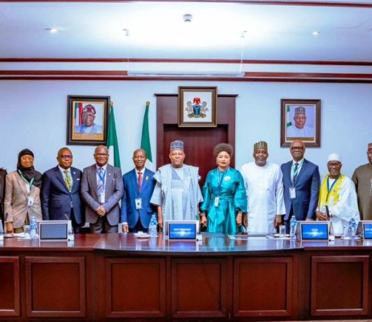 Mr Emanuel Lennox CEO, WAWU Africa; Mrs Fiona Ahimie,1st Vice President,Chartered Institute of Stockbrokers;Mrs Queensley Sofuratu Seghosime , 1st Vice President, Institute of Chartered Accountants of Nigeria (ICAN);Mr. Oluropo Dada,President, Chartered Institute of Stockbrokers, Prof. Pius Deji Olanrewaju FCIB, President, Chattered Institute of Bankers of Nigeria; Mallam Haruna Nma Yahaya,President, Institute of Chartered Accountants of Nigeria (ICAN); Vice President Kashim Shettima; Dr Makie Idowu, President, National Institute of Credit Administration; Sen Ibrahim Hassan Hadejia, Deputy Chief of Staff to the President; Mr. Kevin Ugwuoke, President, Chartered Risk Management Institute of Nigeria; Alh Lawal Kankia Ibrahim, President, Nigeria Institute of Innovation and Entrepreneurship; Dr. Nurudeen Abubakar Zauro, Technical Adviser to the President on Economic and Financial Inclusion and Dr Tope Fasua, Special Adviser to the President on Economic Matters during the signing of MOUs with 6 professional bodies to jointly train and strengthen Nigeria’s financial and enterprise workforce at the presidential villa, Abuja on Monday 02-02-2026