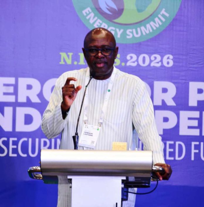 Honourable Minister of State Petroleum Resources (Oil) Sen. Heineken Lokpobiri Ph.d delivering his address at the 9th Nigeria International Energy Summit (NIES 2026) in Abuja.