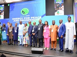 (6th left) The Honourable Minister of State Petroleum Resources (Oil) Sen. Heineken Lokpobiri and (5th right) the Permanent Secretary MPR. Mrs. Patience N. Oyekunle flanked by other dignitaries in the Oil and Gas Industry in a group photograph during the closing ceremony of NIES 2026 that took place in Abuja.