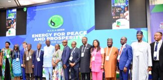 (6th left) The Honourable Minister of State Petroleum Resources (Oil) Sen. Heineken Lokpobiri and (5th right) the Permanent Secretary MPR. Mrs. Patience N. Oyekunle flanked by other dignitaries in the Oil and Gas Industry in a group photograph during the closing ceremony of NIES 2026 that took place in Abuja.