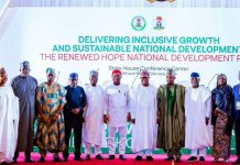 Minister of Budget and Economic Planning, Alh Abubakar Bagudu; Osun State Deputy Governor, Mr Kola Adewusi; Minister of Gas, Hon Ekperikpe Ekpo; Director General National Institute for Legislative and Democratic Studies, Prof Abubakar Sulaiman: Imo State Governor, Sen Hope Uzodinma;Senate President, Sen. Godswill Akpabio; Vice President Kashim Shettima; Ondo State Governor, Mr Lucky Aiyedatiwa;Minister Of State FCT, Hajiya Mariya Bunkure and Chairman Presidential Committee on Fiscal Policy and Tax Reforms, Mr Taiwo Oyedele during the closing ceremony of the 2nd Edition of National Economic Council Conference at the State House Conference Centre, Abuja on Tuesday, 10-02-2026