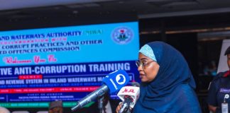 The Permanent Secretary, FMMBE, Fatima Sugra Tabi'a Mahmood delivering the Minister's speech at the workshop.