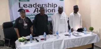 The Director General, Rt. Hon.Yusuf Buba Yakub (2nd from right) is flanked on his right by Amb. Abdullahi Omaki, former SSA to Mr. President, (far right), Amb. ‘Sola Enikanolaiye, SSA to The President, on Foreign Affairs, (left) Amb. Yakubu Abdullahi Ahmed Director of Administration, NTAC.