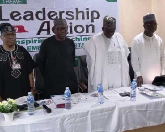 The Director General, Rt. Hon.Yusuf Buba Yakub (2nd from right) is flanked on his right by Amb. Abdullahi Omaki, former SSA to Mr. President, (far right), Amb. ‘Sola Enikanolaiye, SSA to The President, on Foreign Affairs, (left) Amb. Yakubu Abdullahi Ahmed Director of Administration, NTAC.