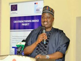 The Minister of State for Agriculture and Food Security, Sen Dr Aliyu Sabi Abdullahi, during the Stakeholders meeting.