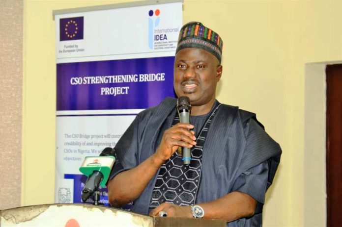 The Minister of State for Agriculture and Food Security, Sen Dr Aliyu Sabi Abdullahi, during the Stakeholders meeting.