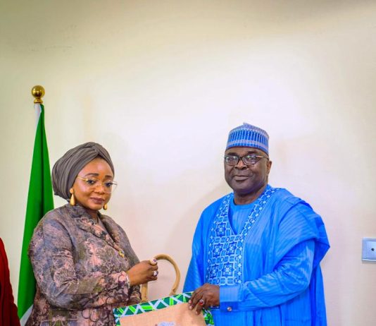 R-LHon. The Hon Minister of Women Affairs and Social Development, Hajiya Imaan Suleiman-Ibrahim fsi and the Chairman National Population Commission, Dr. Aminu Yusif during the courtesy visit in Abuja.