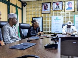 L-R: Director, Compliance and Certification Department (CCM), Engr. Isaiah Yesufu, Director, Civil and Infrastructure Department (CID), Engr. Nasir Bello, Director-General, Bureau of Public Procurement, Dr. Adebowale A. Adedokun, FCIPS, FCILT, FSM, and the Registrar of Corporate Affairs Commission (CAC), Huseni Ishaq Nagano, SAN, during the meeting of reaffirmation in the commitment to promote transparency and accountability in public procurement at CAC's Head Office, in Abuja