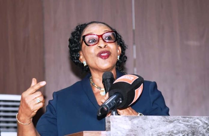 Hon. Justice Angela Otaluka Representative of the Chief Judge of the High Court of the Federal Capital Territory (FCT) and keynote speaker Hon. Justice Angela Otaluka, presenting her keynote address and declaring opened the International Women's Day 2026 Commemoration covened recently at the Olusegun Obasanjo Auditorium, Federal Ministry of Justice Headquarters, Abuja.