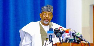 The Minister of Agriculture and Food Security, Sen Abubakar Kyari and dignitaries during the Ministry’s quarterly citizens and stakeholders engagement session.