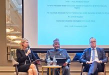 The Minister of Agriculture and Food Security, Sen Abubakar Kyari (C), during the Nigeria- United kingdom forum meeting in London, England.