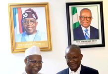 The Hon. Min. of State (Industry) FMITI, Sen. John Owan Enoh (right) in a handshake with the President &member, FEPSAN , Mr Sadiq Kassim (left) shortly after a meeting with the members of Fertilizer Producers & Suppliers Association of Nigeria (FEPSAN) on Wednesday 11326.