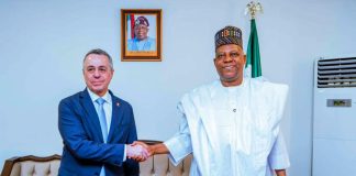 Vice President Kashim Shettima and Vice President of Switzerland, Mr. Ignazio Cassis during a meeting at the presidential wing of the Namdi Azikiwe International, Abuja on Tuesday, 24th of March, 2026