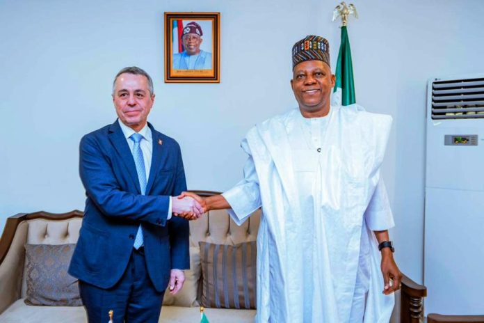 Vice President Kashim Shettima and Vice President of Switzerland, Mr. Ignazio Cassis during a meeting at the presidential wing of the Namdi Azikiwe International, Abuja on Tuesday, 24th of March, 2026