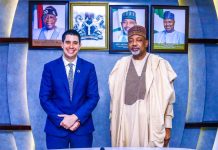 L-R, the United Nations Assistant Secretary General Youth Affairs, Dr Fellipe Paullier and Minister of Agriculture and Food Security, Sen Abubakar Kyari during the couresty visit.
