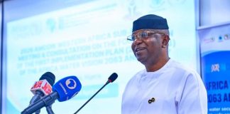 The Honourable Minister of Water Resources and Sanitation, Engr.Prof. Joseph Terlumun Utsev, FNSE, delivering his Opening address at the 2026 AMCOW Statutory Meeting For Western Africa and Consultations on the First Implementation Plan 2026-2033 of the African Water Vision 2063 and policy, held today in Abuja