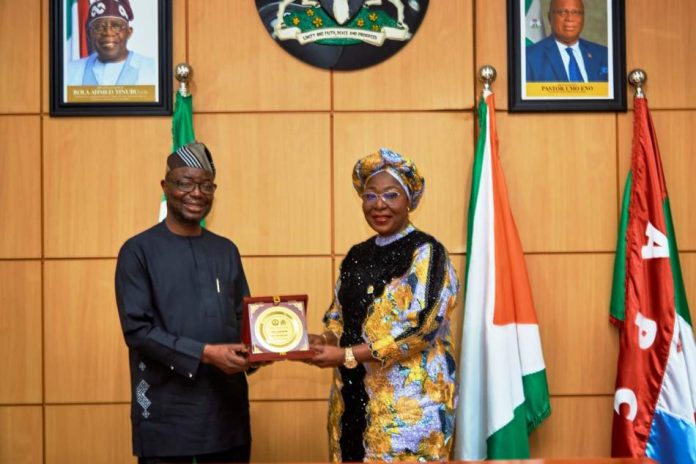 L -R, Hon.Minister of Humanitarian Affairs and Poverty Reduction Dr. Bernard M.Doro and Deputy Governor of Akwa Ibom State Sen. Akon Eyakenyi during the Hon. Minister's Ministerial Visit to Akwa Ibom State