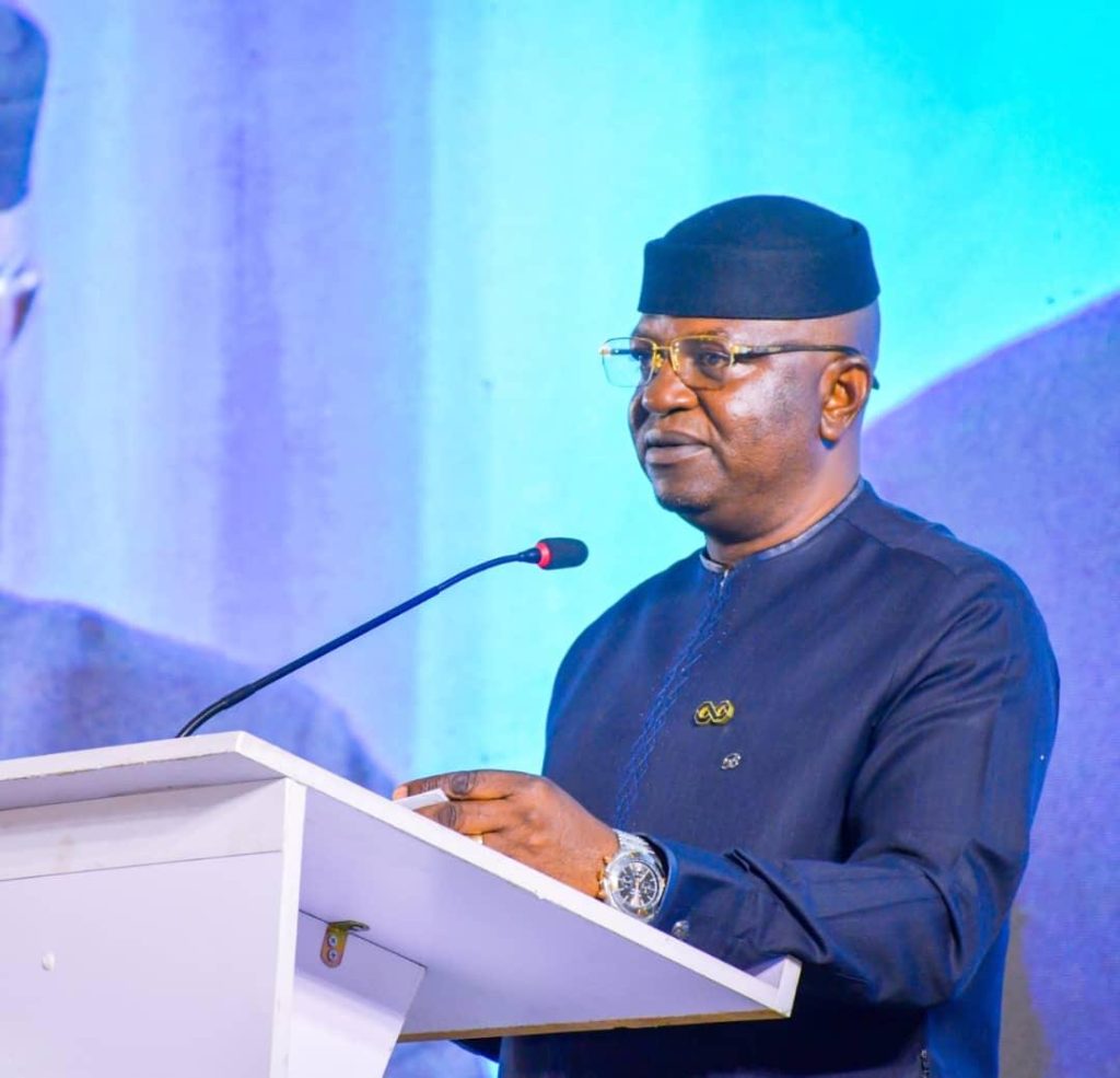 The Honourable Minister of Water Resources and Sanitation, Engr. Prof. Joseph Terlumun Utsev, FNSE, delivering his keynote address at the unveiling of the 2026 Annual Flood Outlook (AFO)in Abuja today.