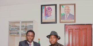 Outgoing Permanent Secretary, FMIST, Mr. Philip Ndiomu Ebiogeh (right) handing over document to the New Permanent Secretary, Federal Ministry of Innovation, Science and Technology (FMIST) Dr. Mukhtar Yawale Muhammad, (left) today in Abuja.