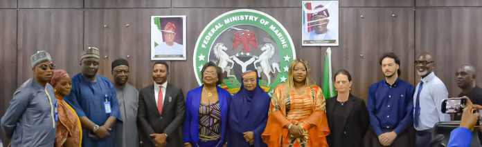 L-R: Technical Aide to the Honourable Minister, FMMBE, Dr. Charles Okaga, Director, Planning Research & Statistics, FMMBE, Kalthum Ibrahim, Director, Marine Conservation and Innovation Technology, FMMBE, Hussaini Shettima, Director Fisheries & Aquaculture, FMMBE, Omoragbon Wellington, Cross River State Commissioner of Finance, Michael Oder, Worldbank Consultant, Felicia Mogo, Permanent Secretary, FMMBE, Fatima Sugra Tabi'a Mahmood, Worldbank Consultant, Chiamaka Mogo, Worldbank Consultant, Yolanda Molares, Worldbank Consultant, Anxo López ICSEM, SSA to the President on Marine and Blue Economy, Prof. Busayo Fakinlede and the Dean Faculty of Oceanography, University of Calabar, Prof. Francis M. Nwosu.